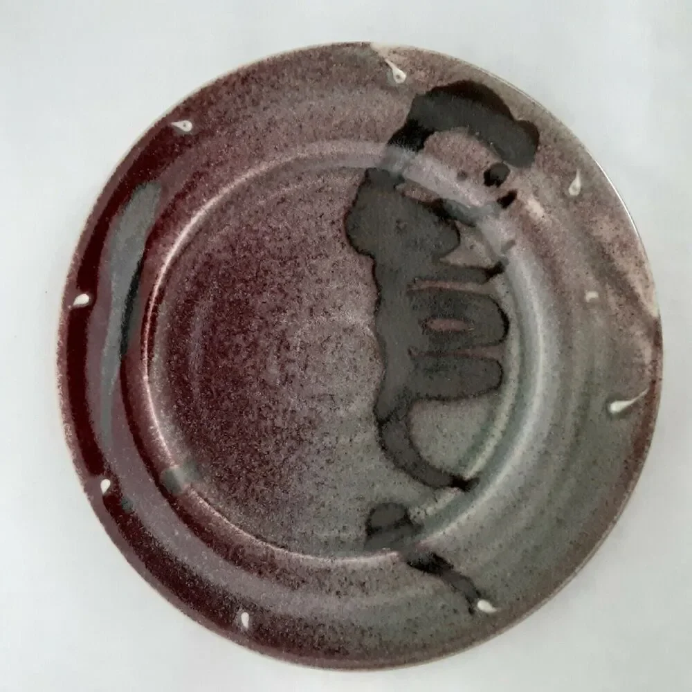 Larry Watson Pottery Plate Signed Modern Art, Eclectic, Stoneware